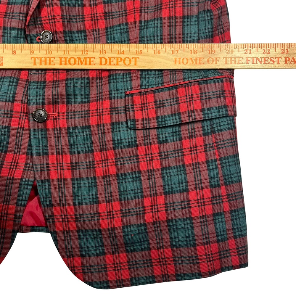 Stafford Tartan Sport Coat Mens 42R Red Green Plaid Wool Blend Classic Blazer - Picture 15 of 16
